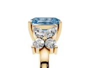 Emerald Cut Floral Engagement Ring Setting for a Fancy Blue Lab-Grown Diamond | Yellow Gold