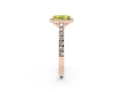 Emerald Cut Halo Pavé Engagement Ring Setting for a Fancy Yellow Lab-Grown Diamond | Rose Gold