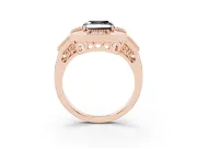 Asscher Cut Milgrain Sectioned Halo Engagement Ring Setting for a Black Center | Rose Gold