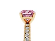 Cushion Cut Vintage Pavé Engagement Ring Setting for a Fancy Pink Lab-Grown Diamond | Yellow Gold