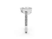 Heart Cut Diamond Round Halo Ring Set in Silver with Pavé Band