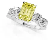 Emerald Cut 3 Stone Engagement Ring Setting for a Fancy Yellow Lab-Grown Diamond | Sterling Silver