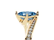 Asscher Cut Bypass Pavé Solitaire Engagement Ring Setting for a Fancy Blue Lab-Grown Diamond | Angled Head | Yellow Gold