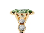 Marquise Floral Engagement Ring Setting for a Fancy Green Lab-Grown Diamond | Petal Frame and Side Stones | Yellow Gold