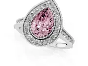 Pear-Shaped Vintage Milgrain Halo Engagement Ring Setting for a Fancy Pink Lab-Grown Diamond | Bezel Head | Platinum