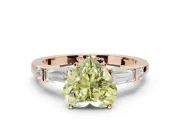 Heart-Shaped Tapered Baguette Engagement Ring Setting for a Fancy Yellow Lab-Grown Diamond | Bar Set Sides | Rose Gold