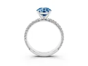 Round Domed Pavé Engagement Ring Setting for a Fancy Blue Lab-Grown Diamond | White Gold