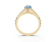 Pear-Shaped Graduated Split Shank Engagement Ring Setting for a Fancy Blue Lab-Grown Diamond | Yellow Gold