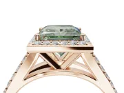 Princess Cut Halo Pavé Engagement Ring Setting for a Fancy Green Lab-Grown Diamond | Narrow Split Shank | Rose Gold
