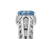 Emerald Cut Vintage Milgrain Engagement Ring Setting for a Fancy Blue Lab-Grown Diamond | Hidden Halo | Platinum