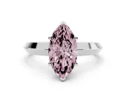 Fancy Pink Marquise Cut Diamond Solitaire Engagement Ring Set in White gold with Flat Band and Prong Setting