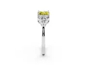 Asscher Cut Cluster Side Stone Engagement Ring Setting for a Fancy Yellow Lab-Grown Diamond | Plain Band | White Gold