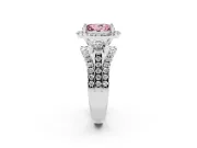 Oval Halo Split Shank Engagement Ring Setting for a Fancy Pink Lab-Grown Diamond | Round Side Stones | Platinum