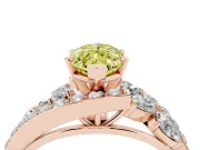 Fancy Yellow Marquise Cut Diamond Halo Ring Set in Rose gold with Marquise and Pavé Band in Prong Setting