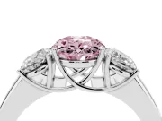 Oval 3 Stone Engagement Ring Setting for a Fancy Pink Lab-Grown Diamond | White Gold