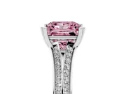 Princess Cut Split Shank Engagement Ring Setting for a Fancy Pink Lab-Grown Diamond | Pave Band | Sterling Silver