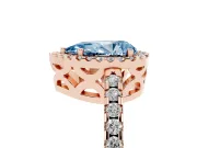 Pear-Shaped Pave Halo Engagement Ring Setting for a Fancy Blue Lab-Grown Diamond | Rose Gold