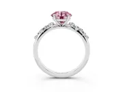 Fancy Pink Round Cut Diamond Cluster Solitaire Ring Set in Silver with Prong Setting