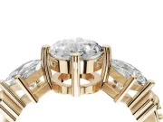 Oval Three Stone Engagement Ring Setting | On-Point Princess Side Stones | Yellow Gold