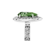 Pear-Shaped Bezel-Rim Halo Engagement Ring Setting for a Fancy Green Lab-Grown Diamond | Pave Band | Platinum