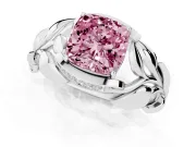 Cushion Cut Leaf Bypass Engagement Ring Setting for a Fancy Pink Lab-Grown Diamond | Sterling Silver