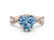 Heart-Shaped Twisted Pave Engagement Ring Setting for a Fancy Blue Lab-Grown Diamond | Split Shank | Rose Gold