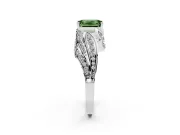 Emerald Cut Bypass Hidden Halo Engagement Ring Setting for a Fancy Green Lab-Grown Diamond | Graduated Pavé | White Gold