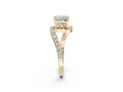 Cushion Cut Bypass Pavé Solitaire Engagement Ring Setting | Swirl Band | Yellow Gold