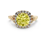 Round Vintage Halo Engagement Ring Setting for a Fancy Yellow Lab-Grown Diamond | Yellow Gold