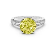 Round Pave Split Shank Engagement Ring Setting for a Fancy Yellow Lab-Grown Diamond | Double Claw Prongs | White Gold