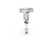 Marquise Bypass Solitaire Engagement Ring Setting | Pavé and Plain Strands | Sterling Silver