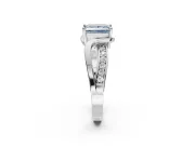 Princess Cut Bypass Solitaire Engagement Ring Setting for a Fancy Blue Lab-Grown Diamond | Pavé Strands | Platinum