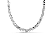 Round Lab-Grown Diamond Graduated Tennis Necklace | Bead Chain Back | Sterling Silver