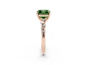 Asscher Cut Graduated Accent Engagement Ring Setting for a Fancy Green Lab-Grown Diamond | Rose Gold