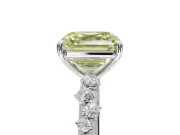 Asscher Cut Graduated Solitaire Engagement Ring Setting for a Fancy Yellow Lab-Grown Diamond | White Gold
