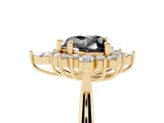 Heart-Shaped Cluster Halo Engagement Ring Setting for a Black Center | Yellow Gold