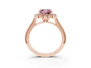 Princess Cut Scalloped Halo Engagement Ring Setting for a Fancy Pink Lab-Grown Diamond | Milgrain Edges | Rose Gold