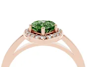 Fancy Green Pear Cut Diamond Halo Ring Set in Rose gold with Solitaire Band and Prong Setting
