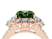 Asscher Cut Scalloped Halo Engagement Ring Setting for a Fancy Green Lab-Grown Diamond | Pear Side Stones | Rose Gold