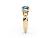 Princess Cut Three Stone Engagement Ring Setting for a Fancy Blue Lab-Grown Diamond | Wide Plain Band | Yellow Gold