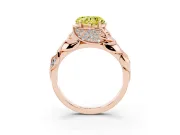 Heart-Shaped Leaf Bypass Engagement Ring Setting for a Fancy Yellow Lab-Grown Diamond | Rose Gold
