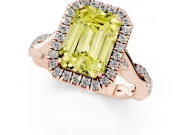 Emerald Cut Twist Halo Engagement Ring Setting for a Fancy Yellow Lab-Grown Diamond | Rose Gold