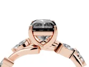 Radiant Cut Twisted Vine Engagement Ring Setting for a Black Center | Marquise Leaves | Rose Gold