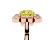 Cushion Cut Milgrain Cluster Halo Engagement Ring Setting for a Fancy Yellow Lab-Grown Diamond | Plain Band | Rose Gold