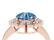 Round Scalloped Cluster Halo Engagement Ring Setting for a Fancy Blue Lab-Grown Diamond | Plain Band | Rose Gold