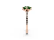 Round Floral Engagement Ring Setting for a Fancy Green Lab-Grown Diamond | Pavé Band | Rose Gold