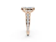 Radiant Cut Halo Engagement Ring Setting for a Fancy Blue Lab-Grown Diamond | Graduated Channel Band | Rose Gold