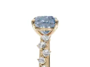 Cushion Cut Graduated Solitaire Engagement Ring Setting for a Fancy Blue Lab-Grown Diamond | Yellow Gold