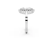Marquise Cut Diamond Halo Ring Set in White gold with Round Halo and Smooth Solitaire Band