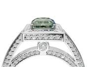 Radiant Cut Sectioned Halo Engagement Ring Setting for a Fancy Green Lab-Grown Diamond | White Gold